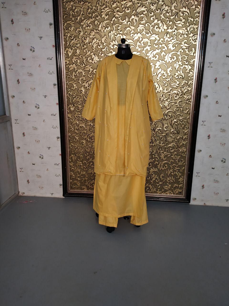 Mustard Yellow Pure Cotton Koti Suit