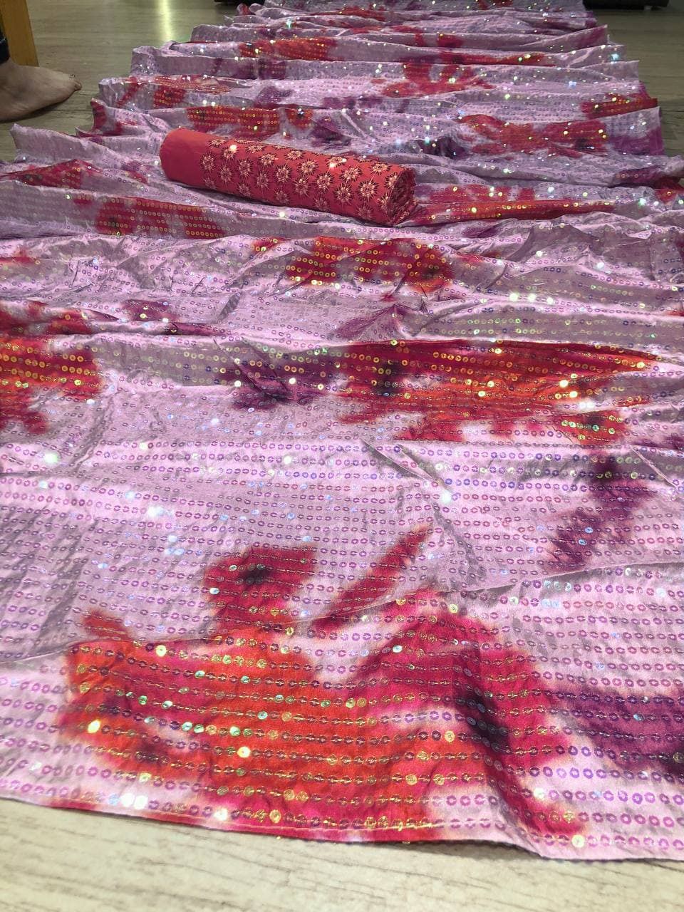 Purple Saree In Paper Silk With Embroidery Sequence Work
