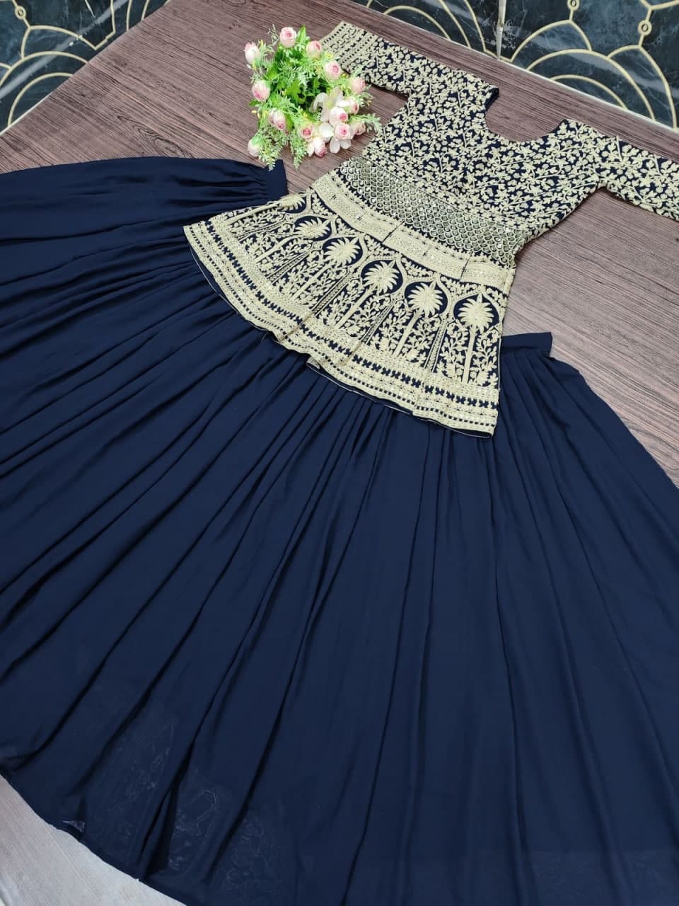 Navy Blue Lehenga Choli In Fox Georgette