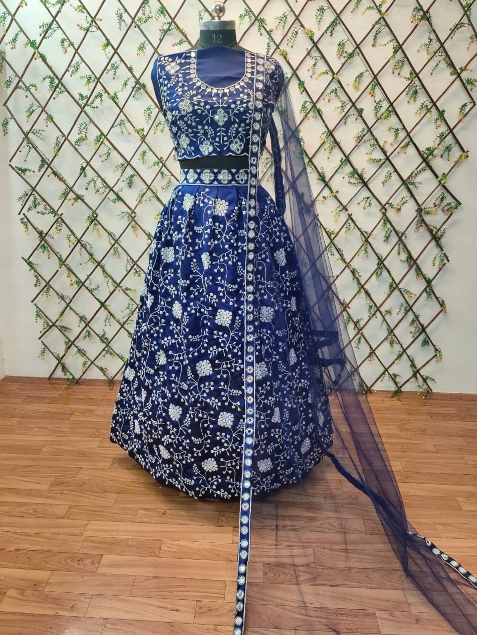 Navy Blue Lehenga Choli In Heavy Taffeta Silk With Embroidery Work