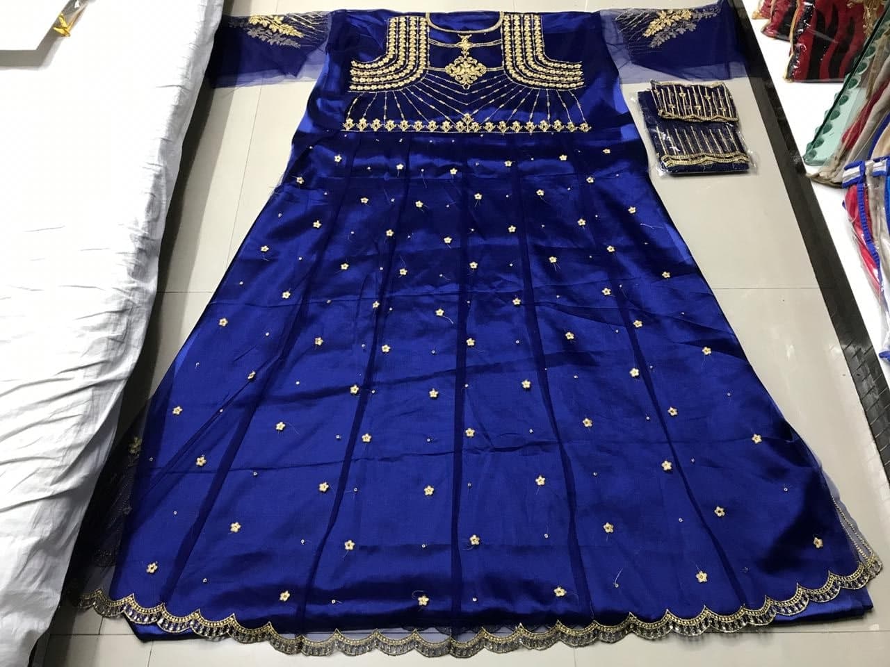 Navy Blue Salwar Suit In Butterfly Mono Net With Embroidery Work