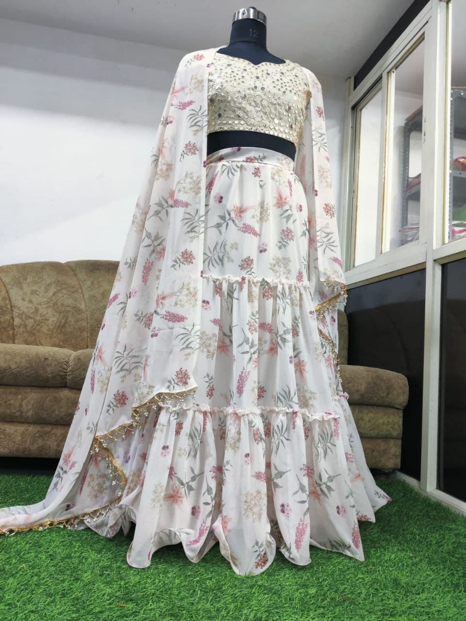 Off White Lehenga Choli In Heavy Georgette With Digital Print