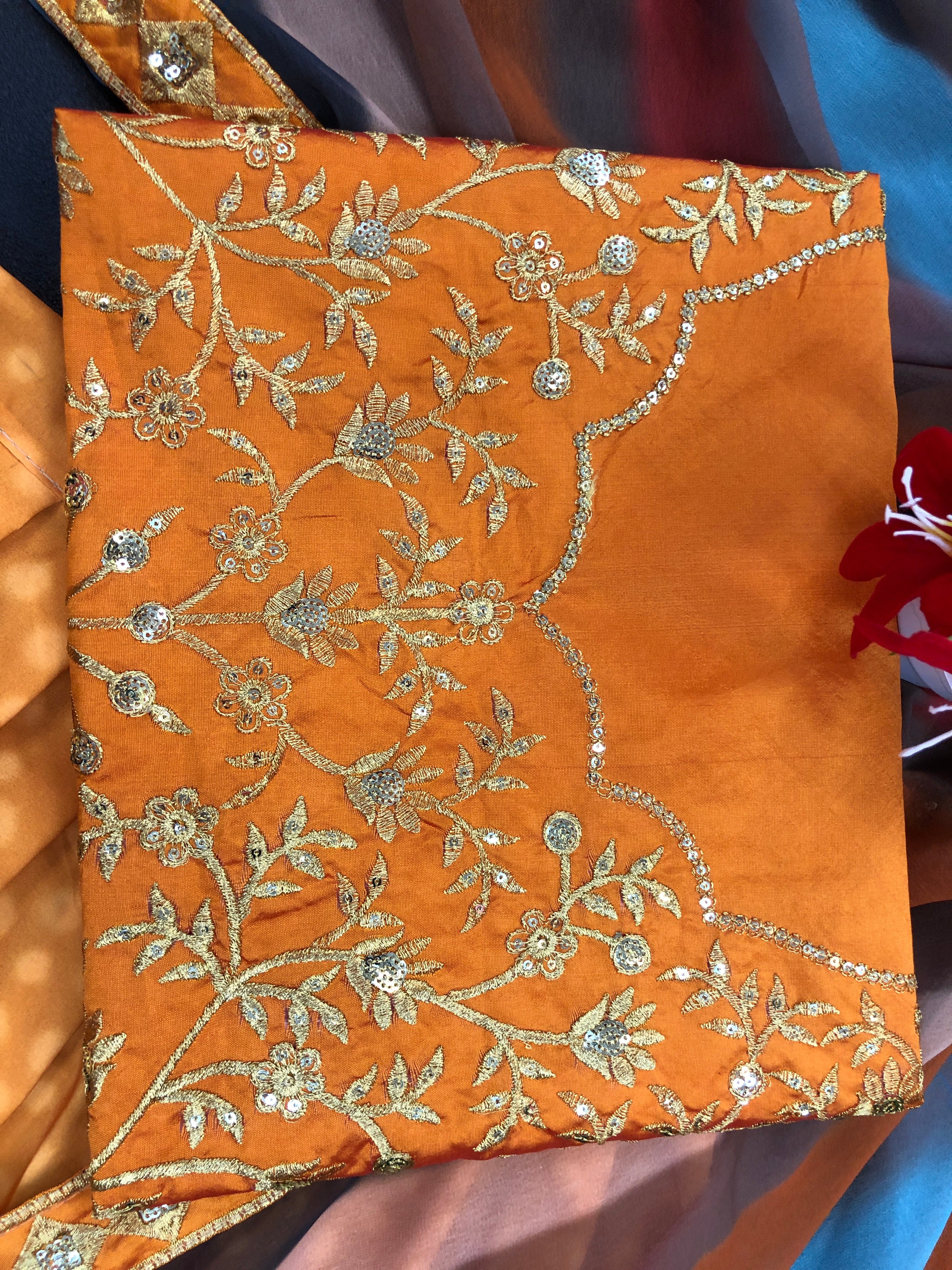 Orange Lehenga Choli In Butter Crepe Silk With Digital Print