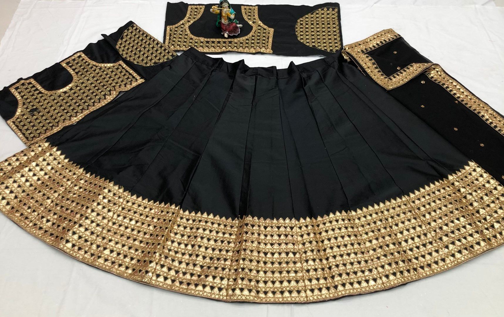 Black Lehenga Choli In Malay Silk With Embroidery Work
