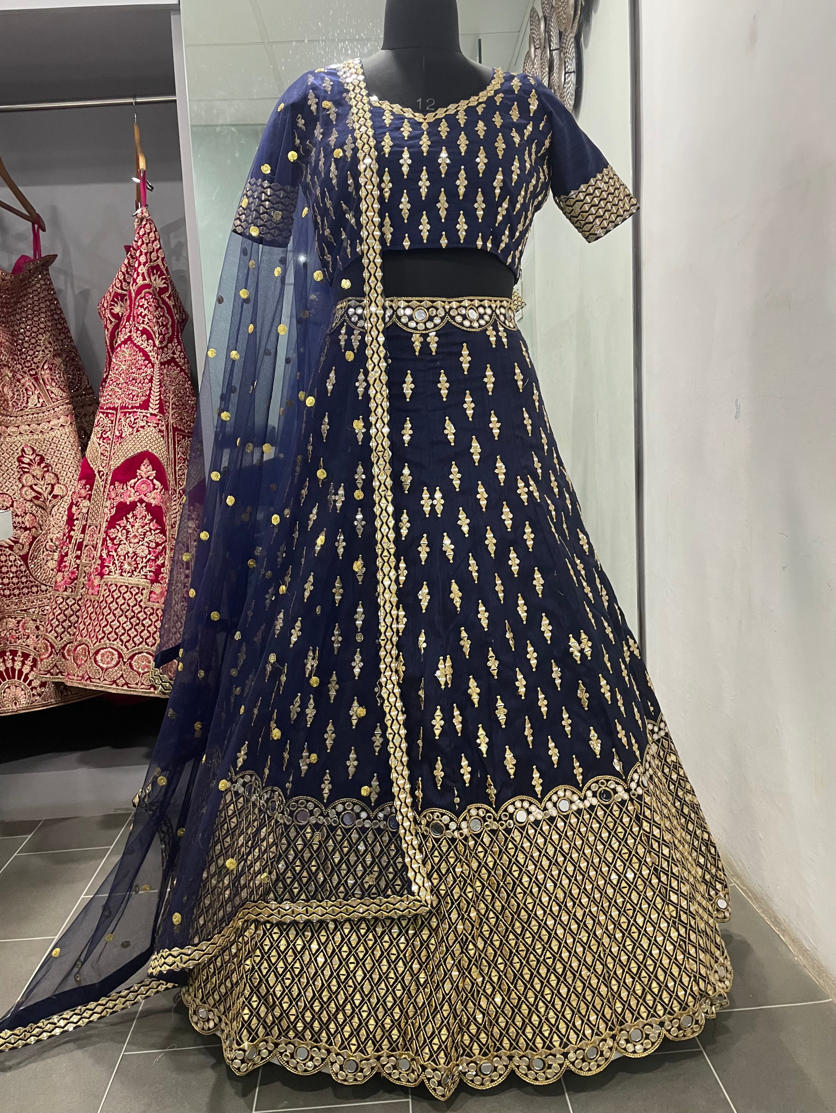 Blue Lehenga Choli In Benglori Silk With Zari Work