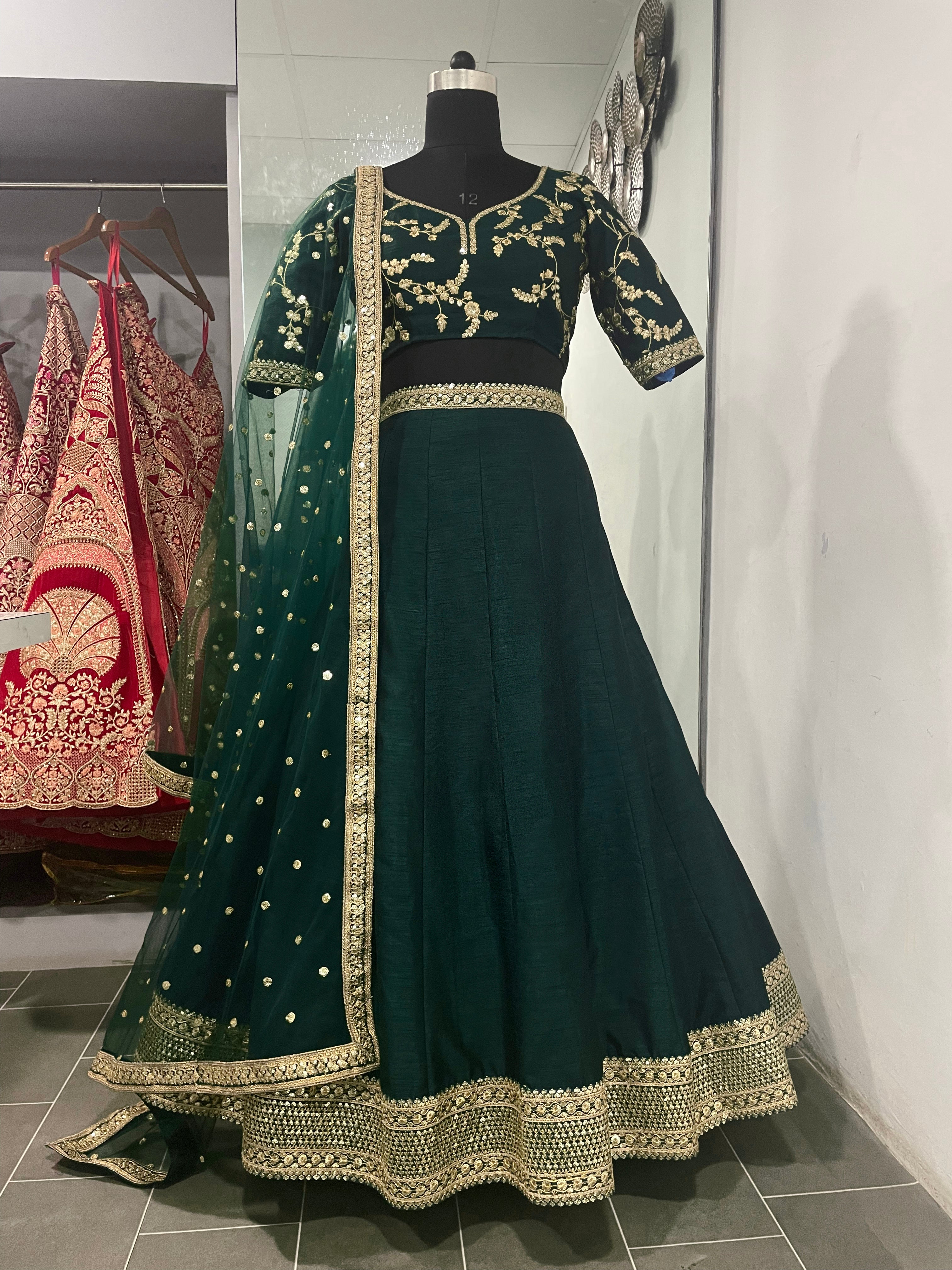 Green Lehenga Choli In Art Silk With Zari Work