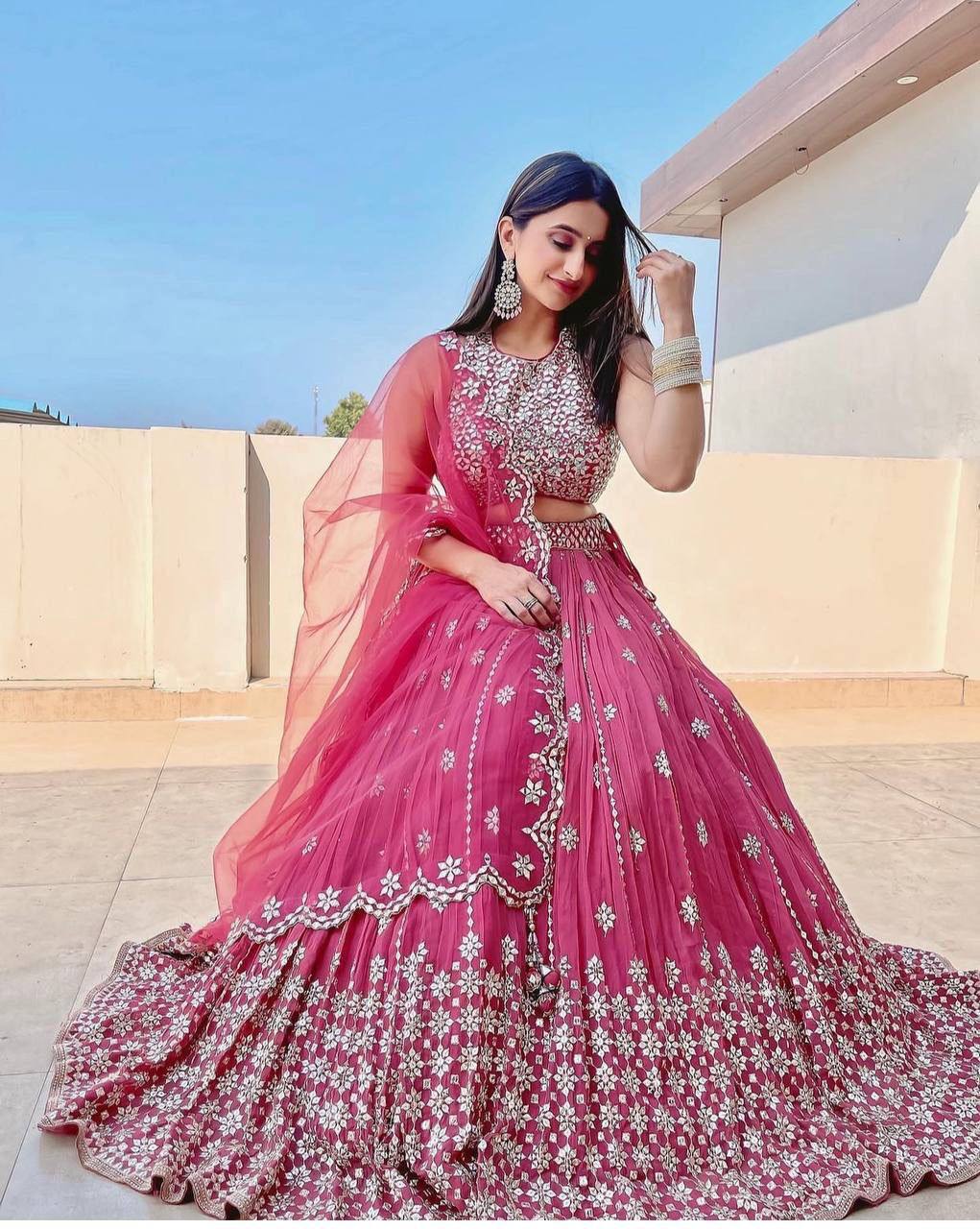 Pink Lehenga Choli In Fox Georgette With 5 MM Sequence Work