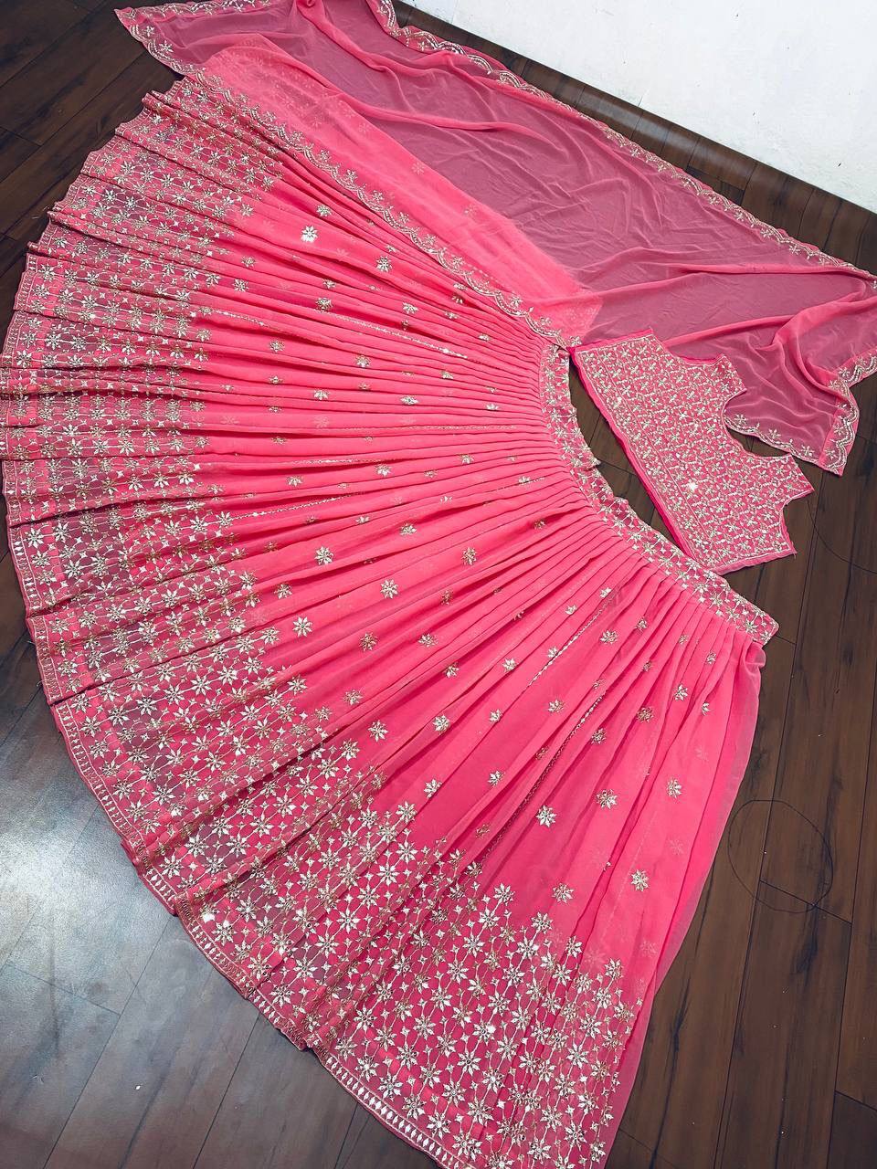 Pink Lehenga Choli In Fox Georgette With 5 MM Sequence Work