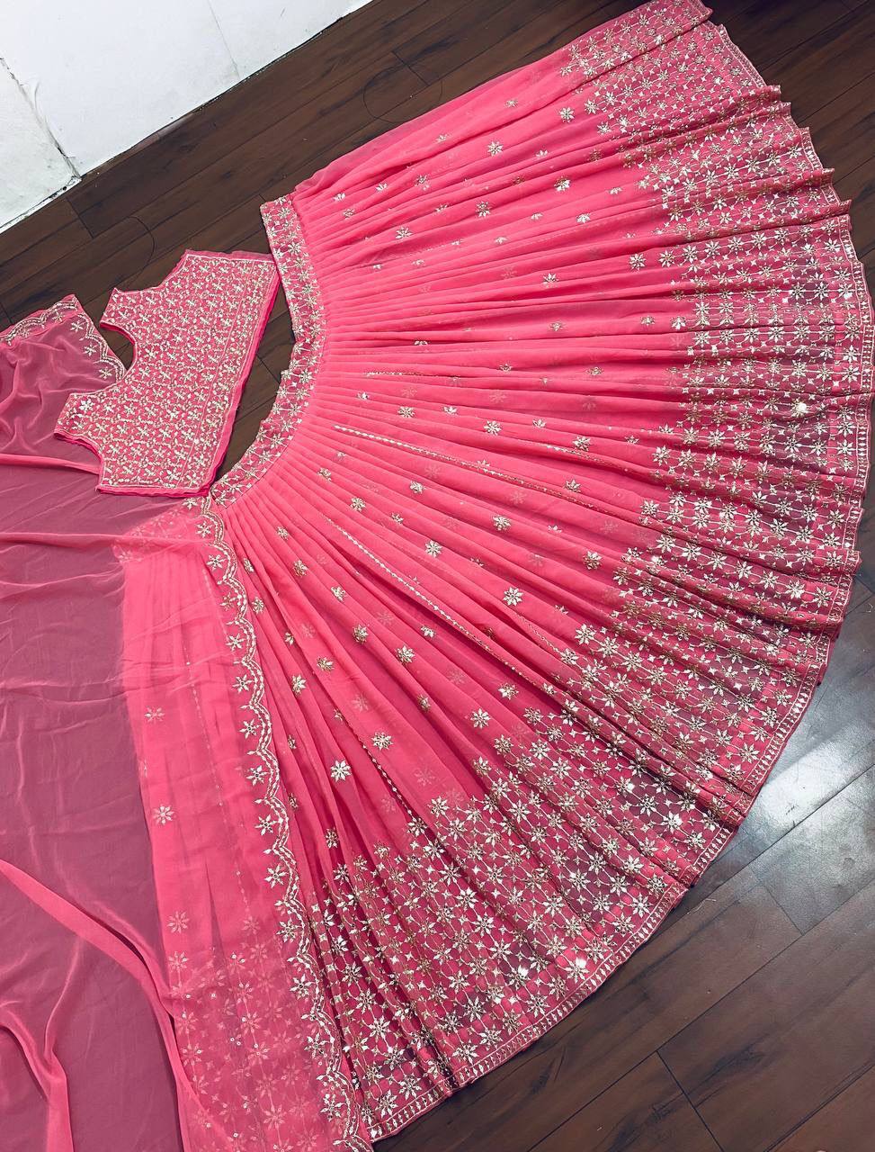 Pink Lehenga Choli In Fox Georgette With 5 MM Sequence Work