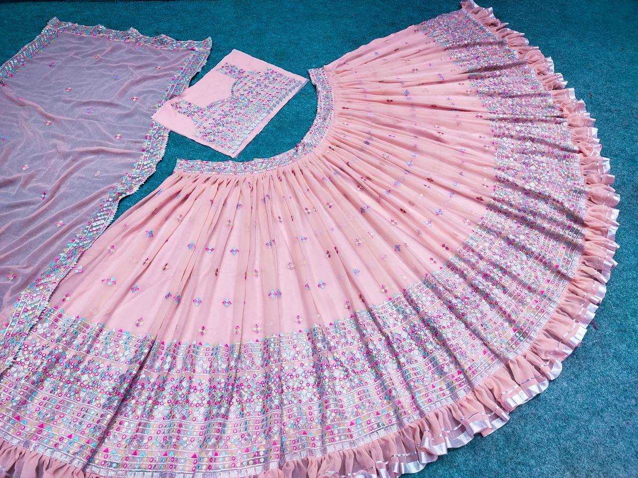 Pink Lehenga Choli In Fox Georgette With Embroidery Work