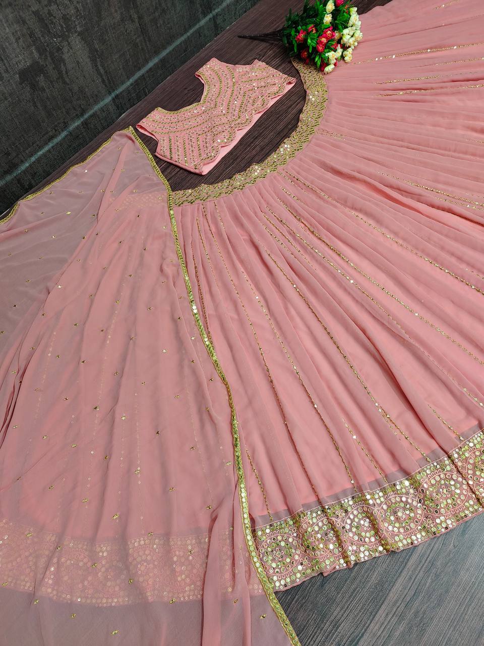 Pink Lehenga Choli In Fox Georgette With Sequence Work