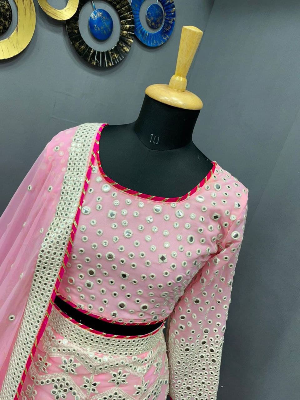 Pink Lehenga Choli In Georgette Silk With Embroidery Work