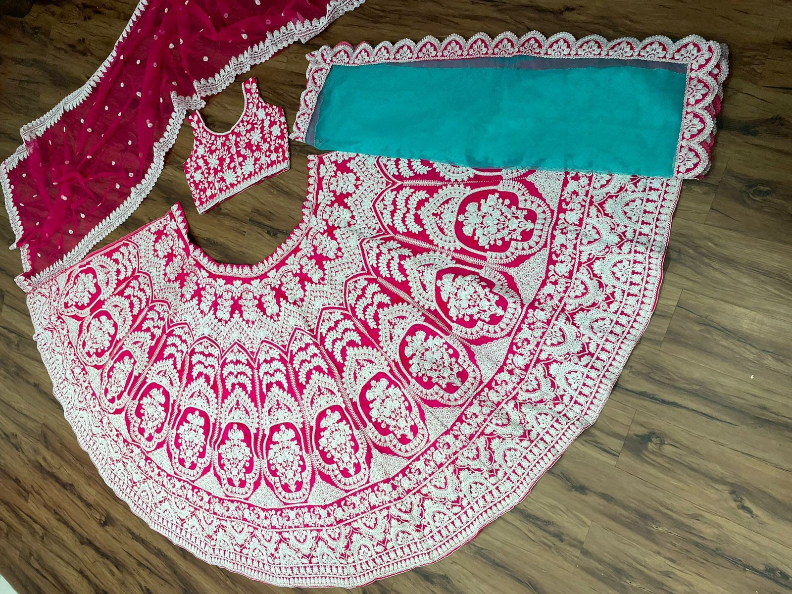Pink Lehenga Choli In Taffeta Silk With Cording Dori Work