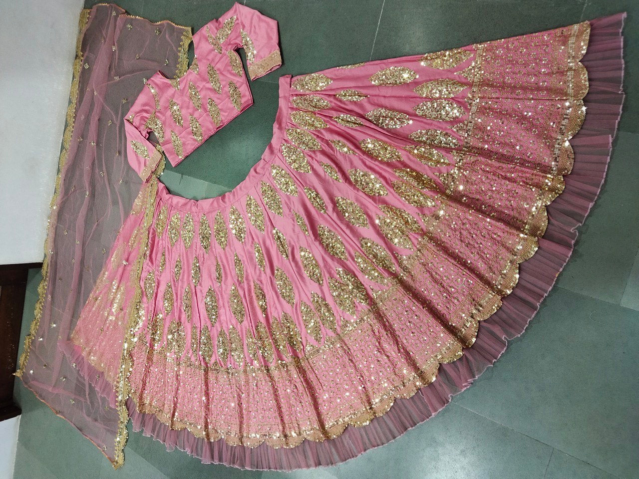 Pink Lehenga Choli In Malai Satin Silk With Heavy Sequence Embroidery Work