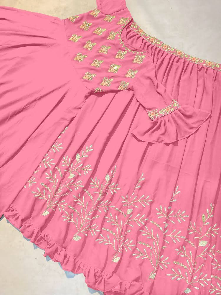 Pink Salwar Suit In Fox Georgette Silk With Fancy Embroidery Work