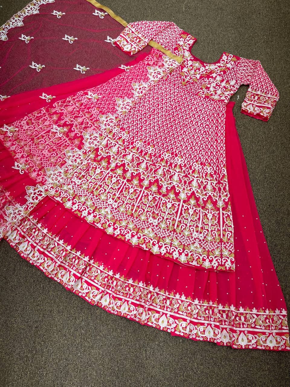 Pink Salwar Suit In Heavy Faux Georgette With Embroidery Work