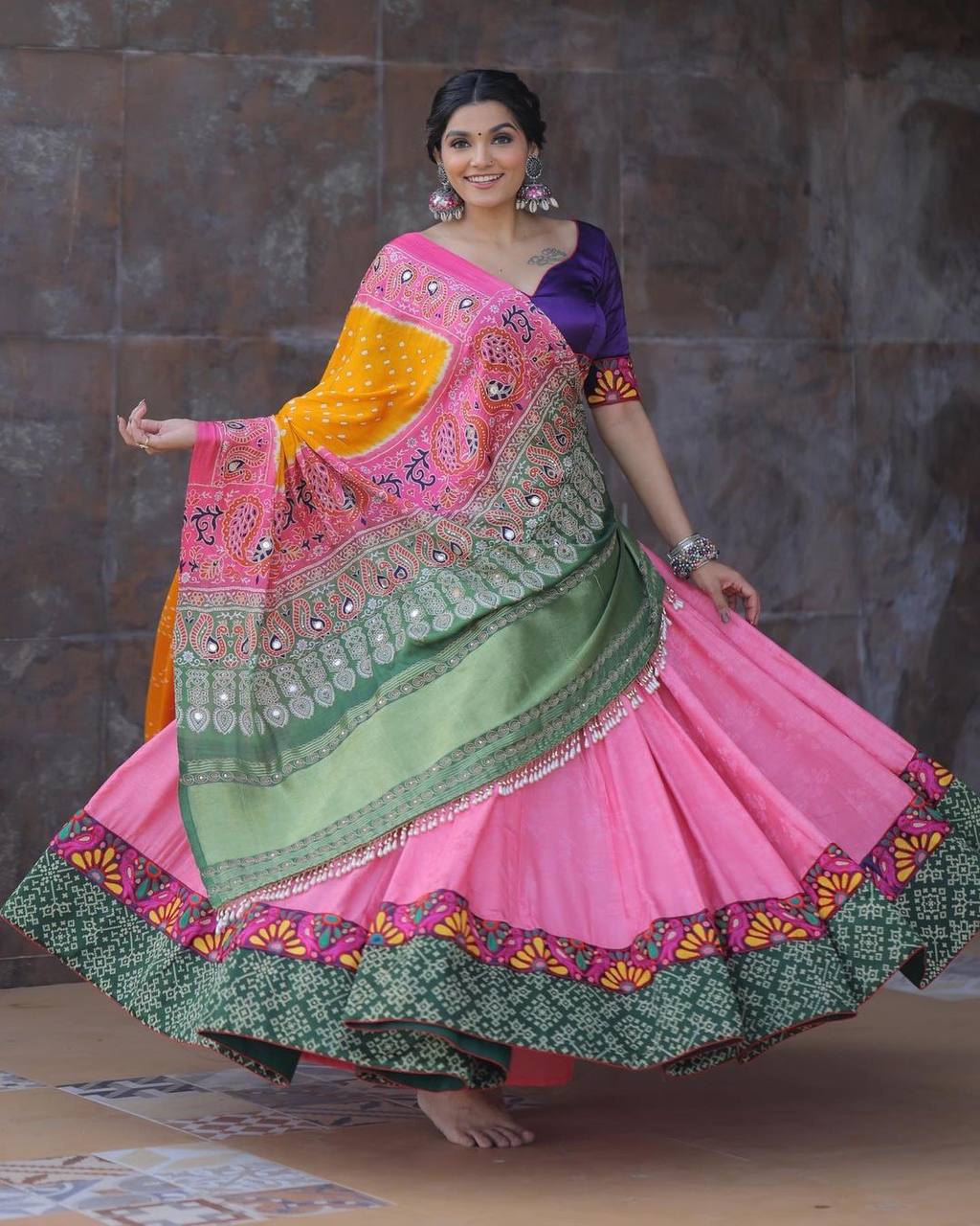 Pink Lehenga Choli In Soft Butter Silk With Digital Print