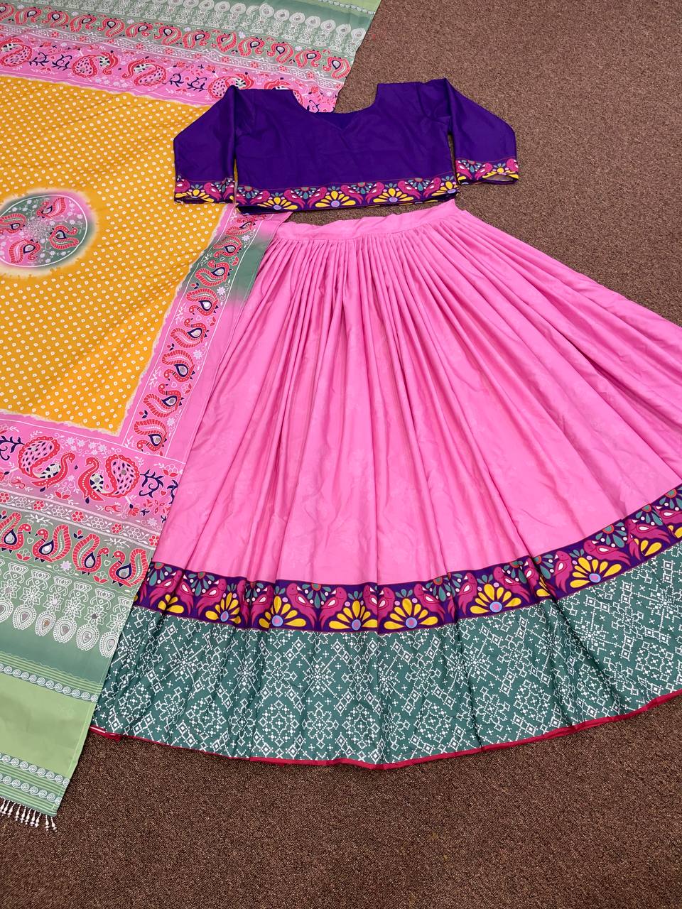 Pink Lehenga Choli In Soft Butter Silk With Digital Print