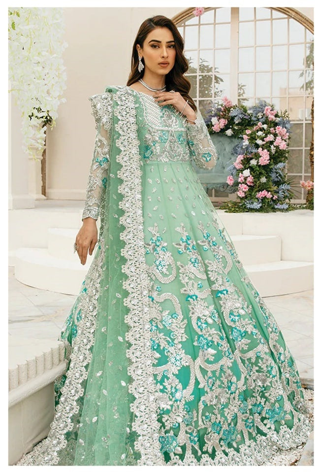 Pista Anarkali Suit In Butterfly Mono Net With Embroidery Work