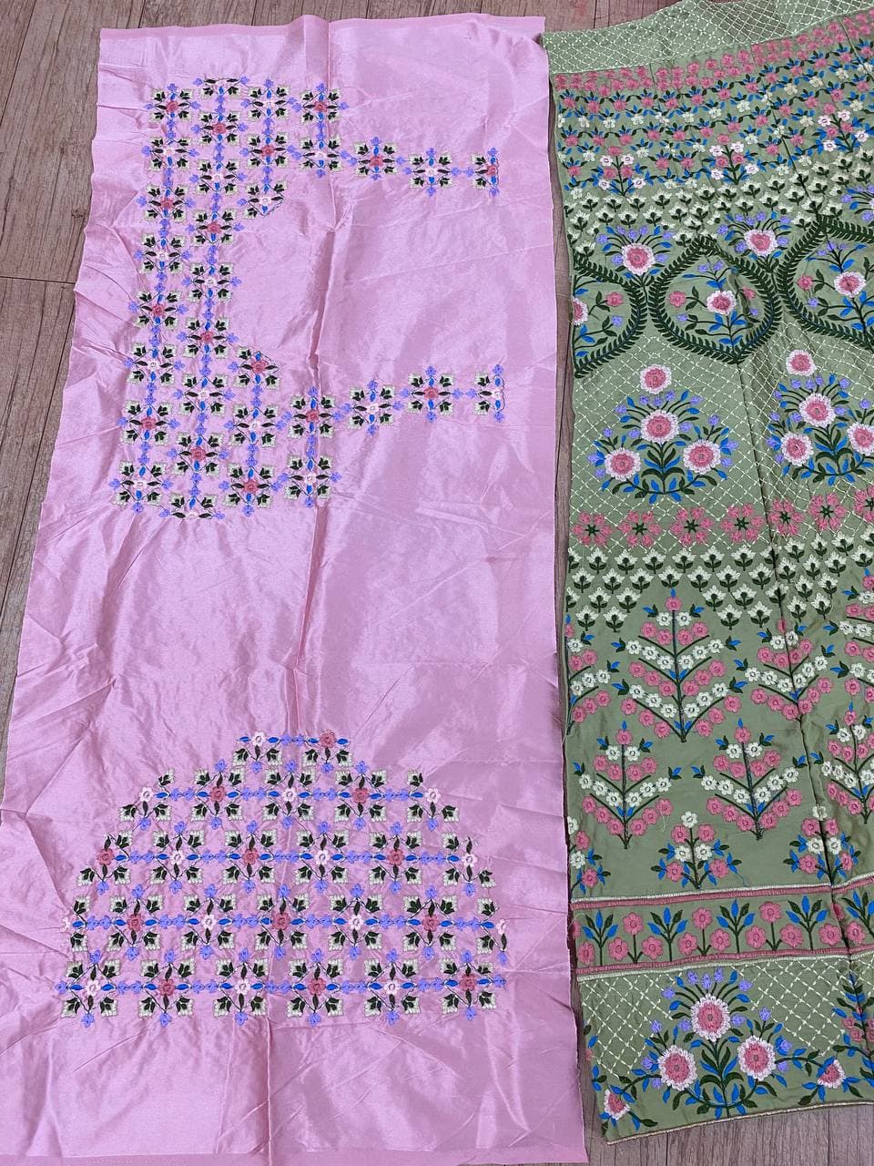 Pista Green Lehenga Choli In Devsena Silk With Multi Embroidery Work