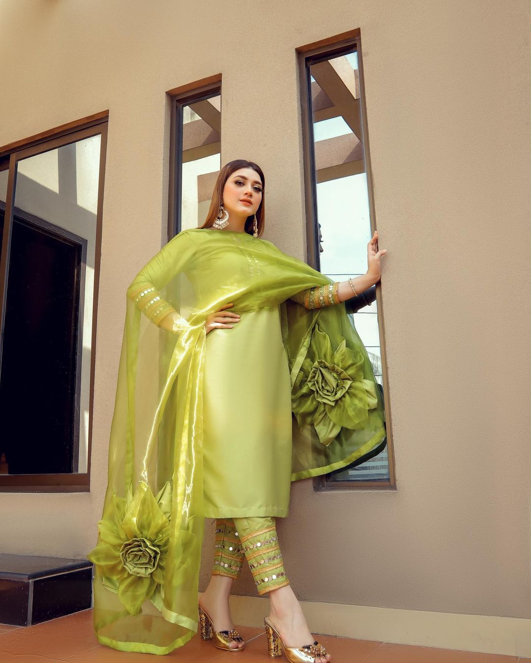 Pista Green Salwar Suit In Taffeta Silk With Zari Embroidery Work