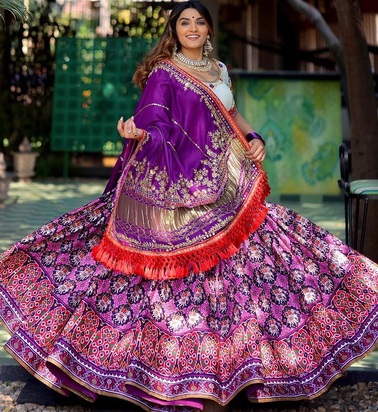 Purple Lehenga Choli In Butter Silk With Digital Print