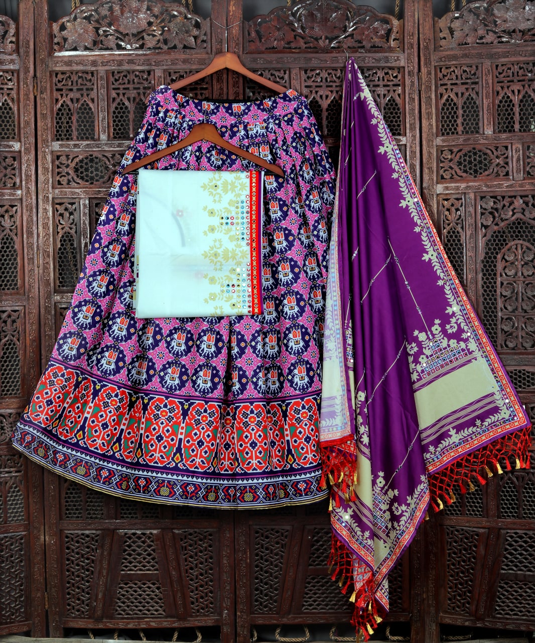 Purple Lehenga Choli In Butter Silk With Digital Print