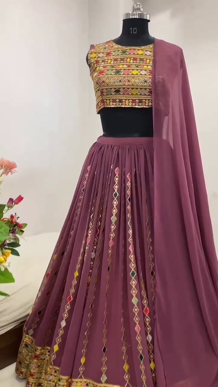 Purple Lehenga Choli In Faux Georgette With Sequence Embroidery Work