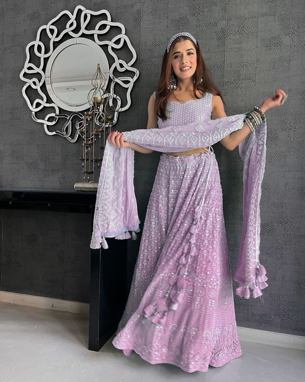 Purple Lehenga Choli In Fox Georgette With Embroidery Work