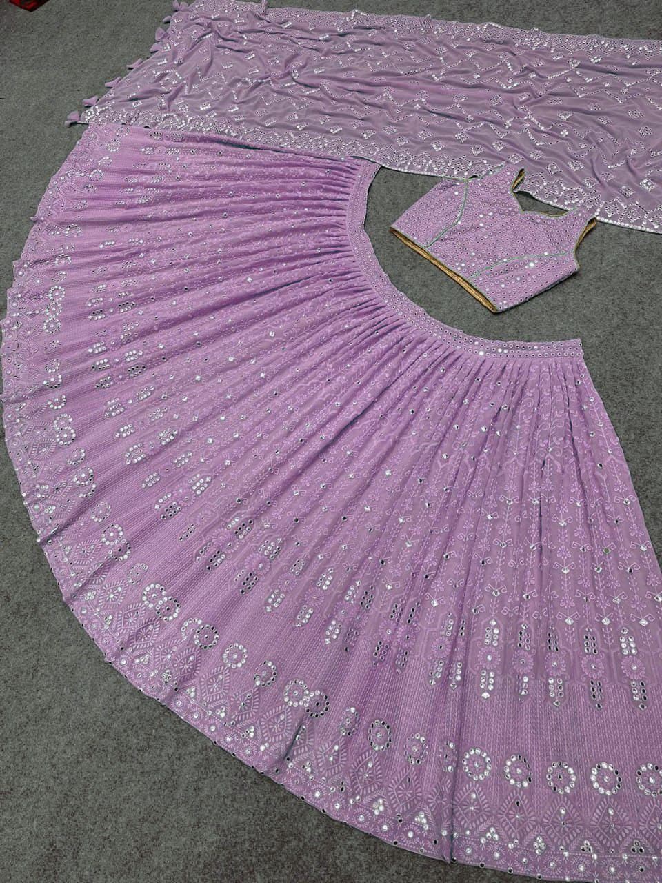 Purple Lehenga Choli In Fox Georgette With Embroidery Work