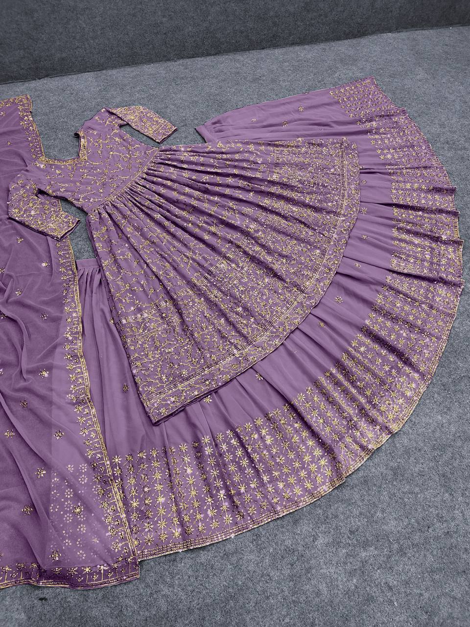 Purple Lehenga Choli In Fox Georgette With Embroidery Work