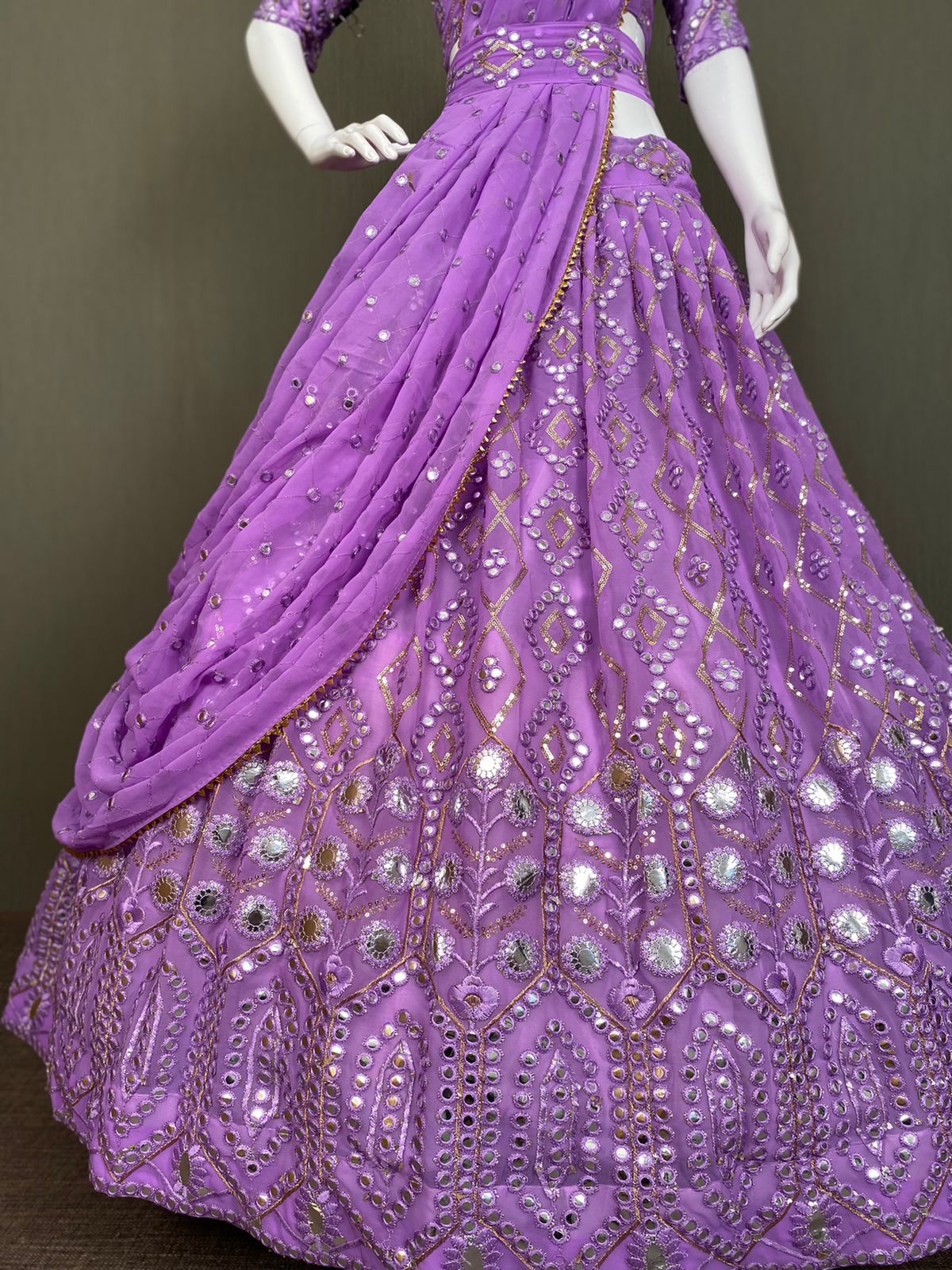 Purple Lehenga Choli In Georgette Silk With 3 MM Sequence Work