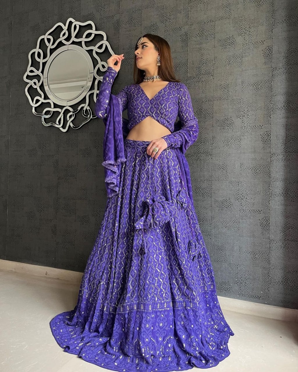 Purple Lehenga Choli In Georgette Silk With Sequence Embroidery Work