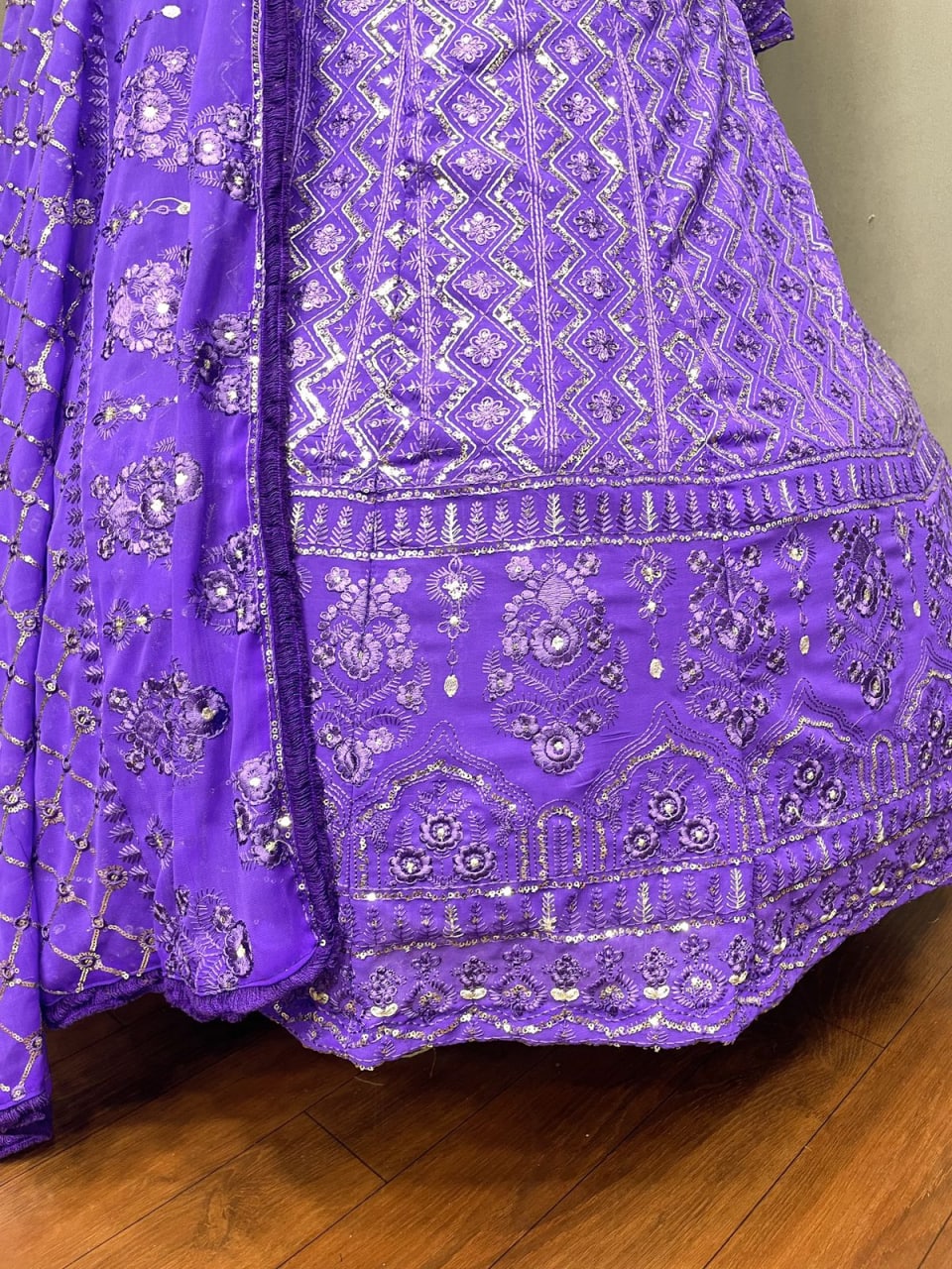 Purple Lehenga Choli In Georgette Silk With Sequence Embroidery Work