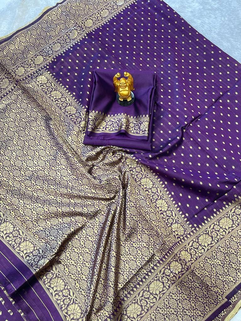 Purple Kanjivaram Wedding Wear Saree With Blouse