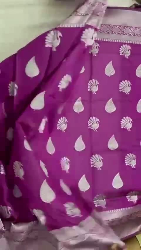 Purple Lichi Silk Banarasi Saree With Blouse