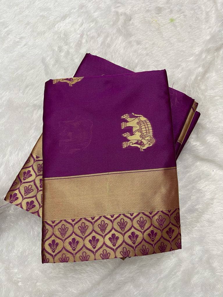 Purple Lichi Silk Banarasi Saree