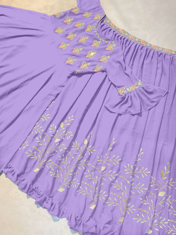 Purple Salwar Suit In Fox Georgette Silk With Fancy Embroidery Work