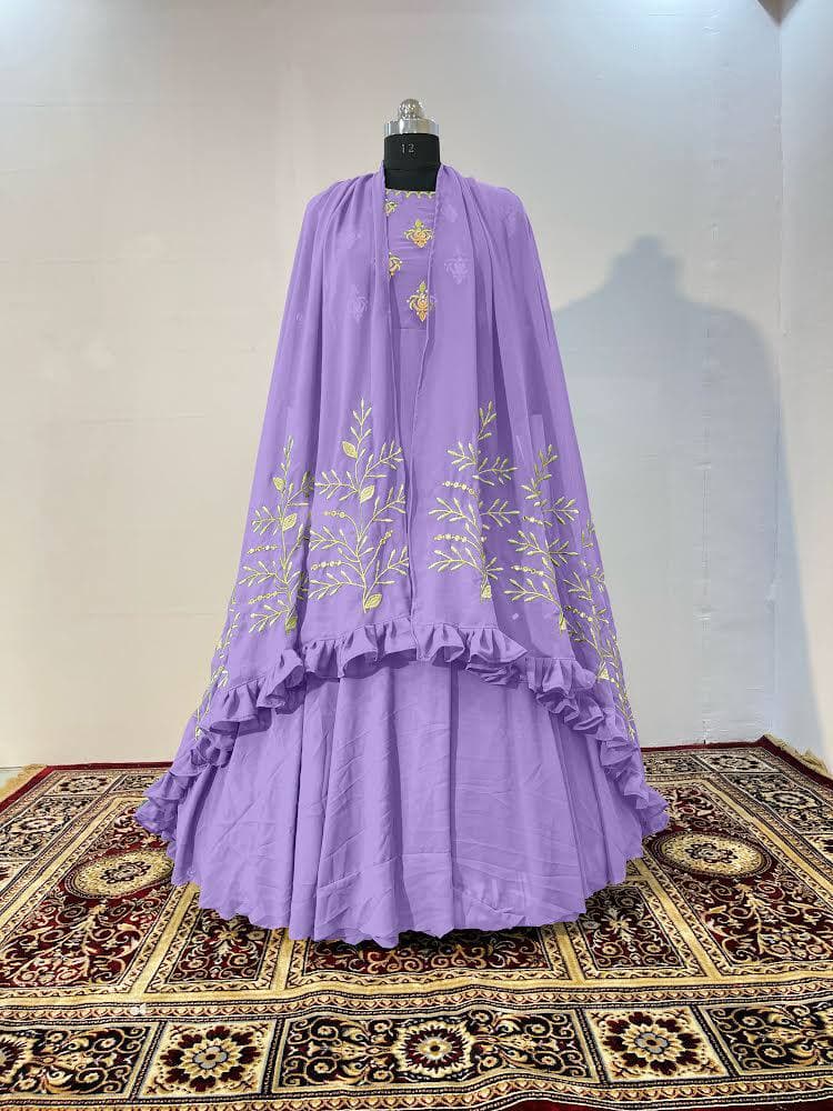 Purple Salwar Suit In Fox Georgette Silk With Fancy Embroidery Work