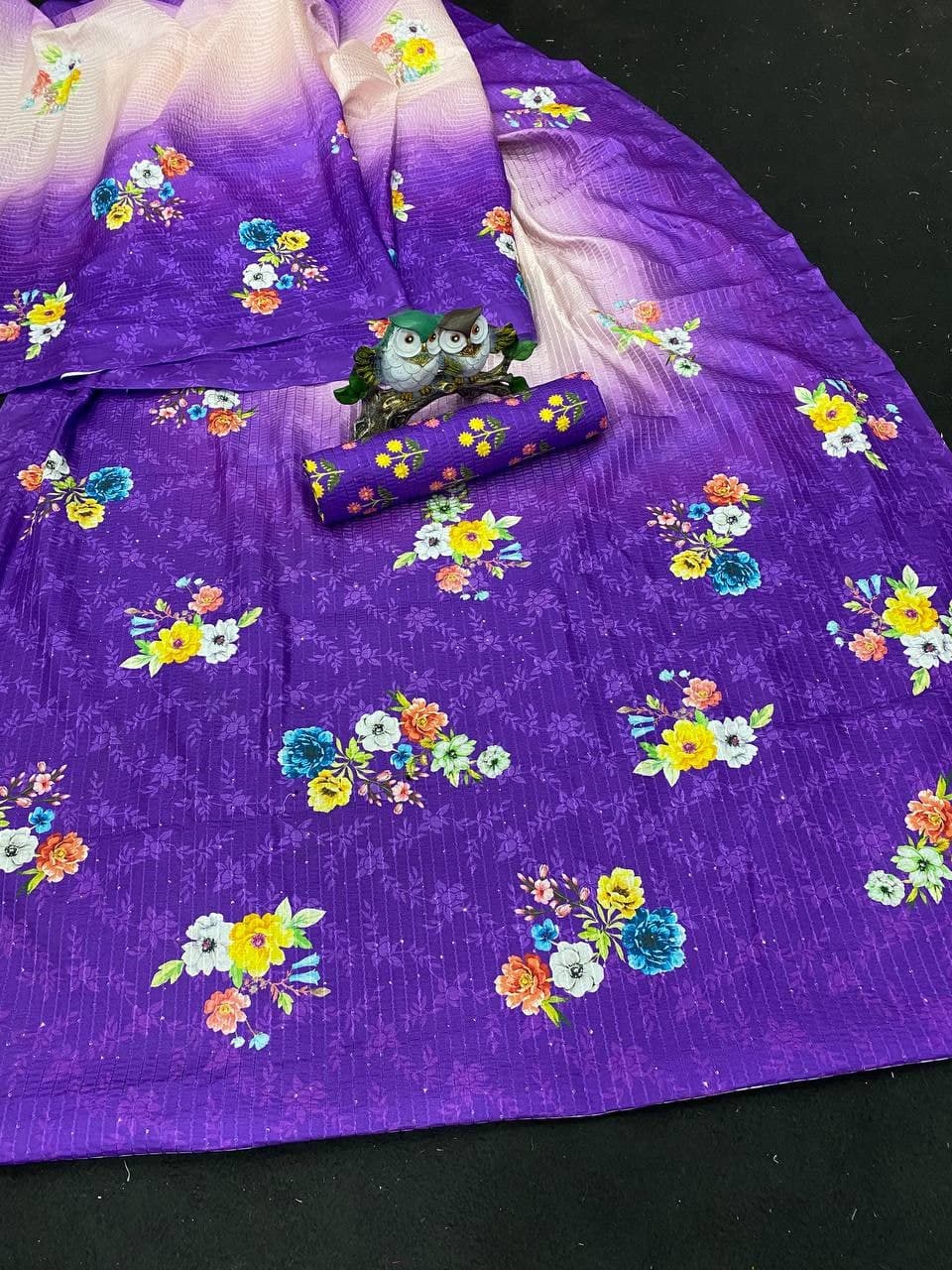 Purple Saree In Heavy Vichitra Silk With Digital Print
