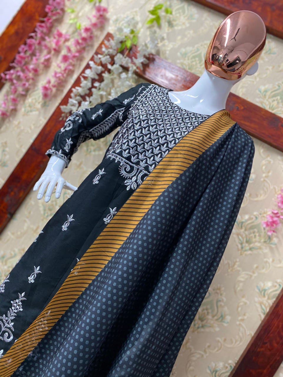 Rama Sharara Suit In Ryon 14 KG With Embroidery Work