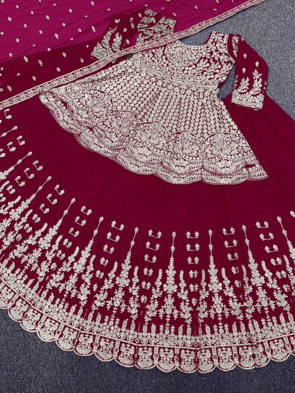 Rani Pink Lehenga Choli In Fox Georgette With Embroidery Work