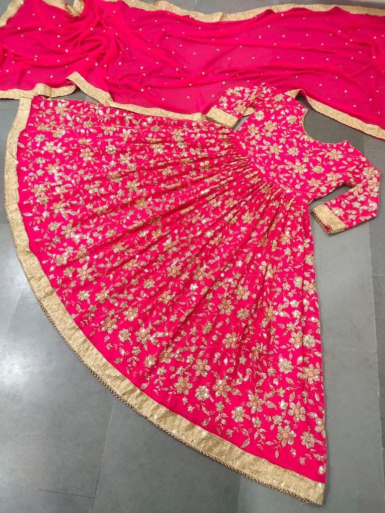 Rani Pink Salwar Suit In Fox Georgette With Sequence Embroidery Work