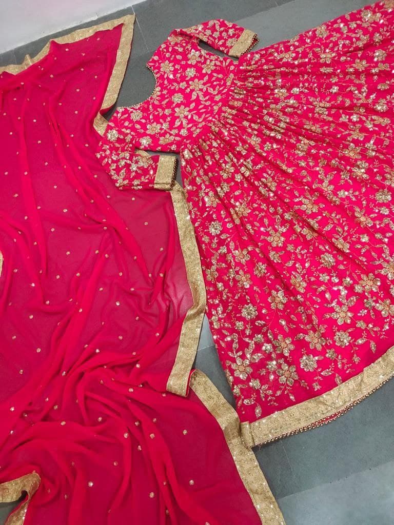 Rani Pink Salwar Suit In Fox Georgette With Sequence Embroidery Work