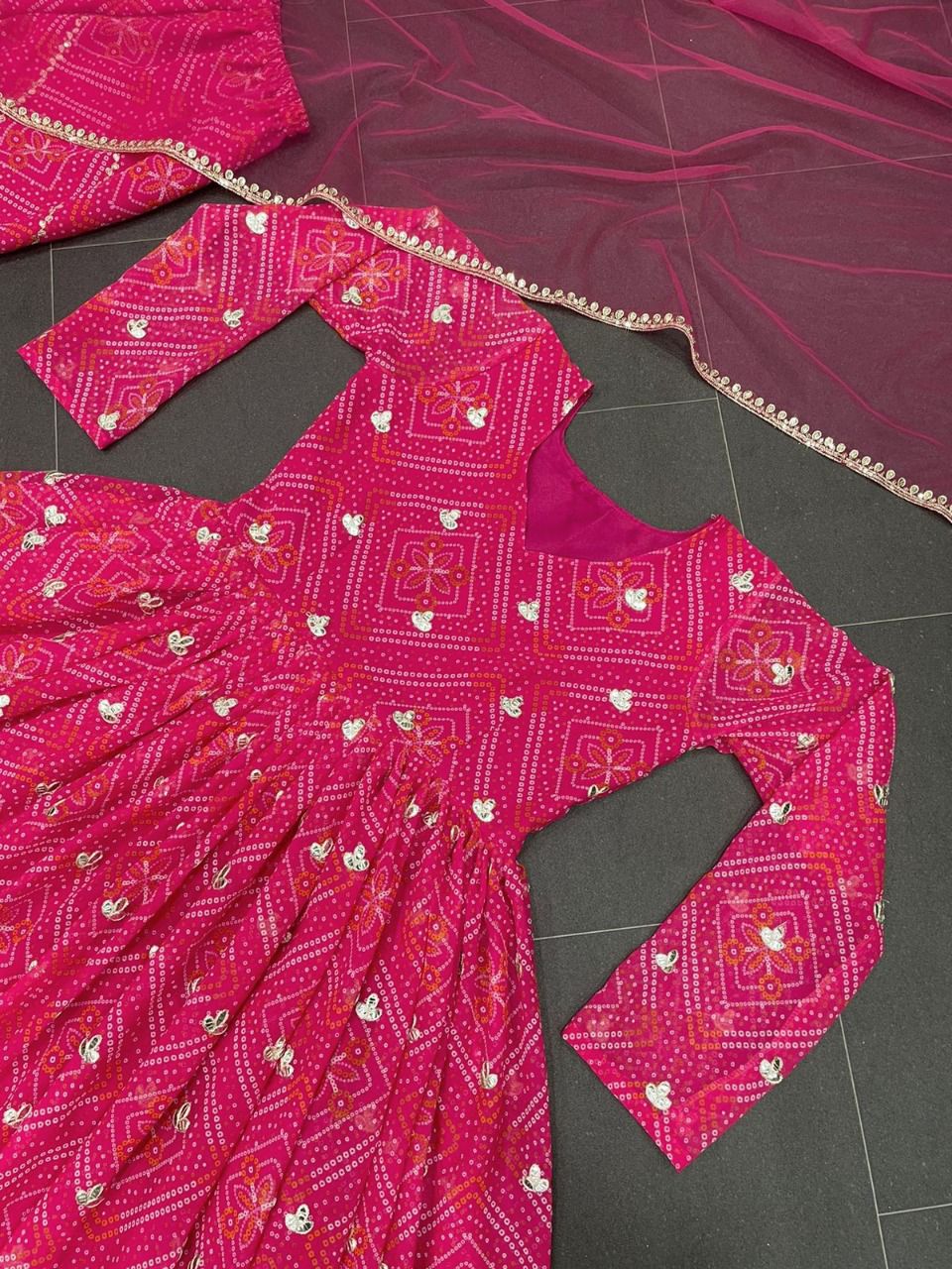 Rani Pink Anarkali Suit In Georgette Silk With Embroidery Work