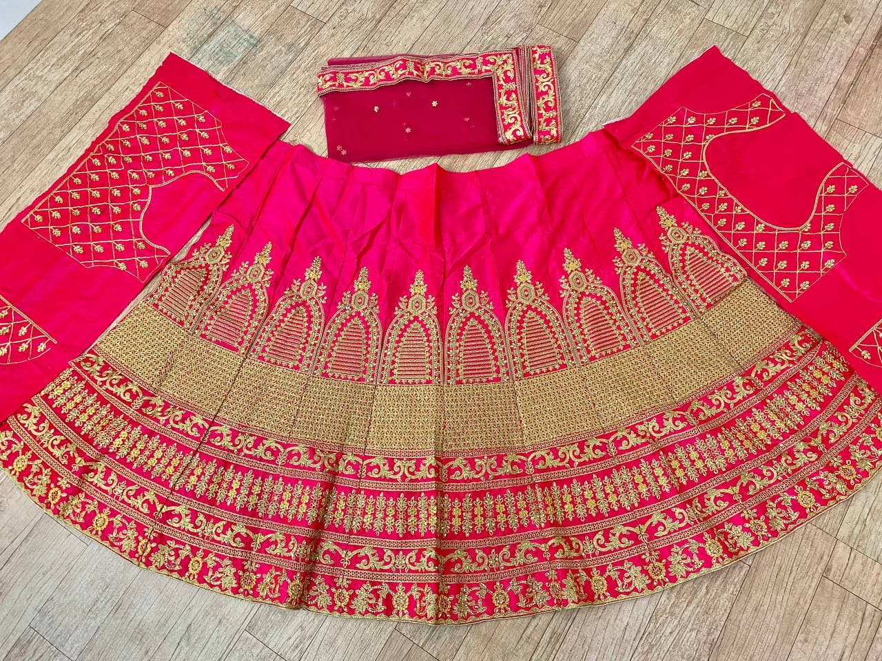 Rani Pink Lehenga Choli In Malai Satin Silk With Cording Work