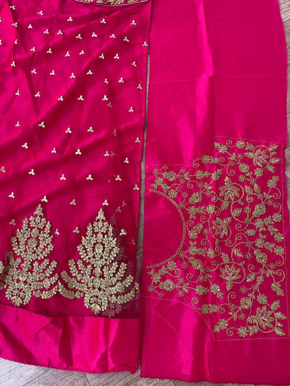 Rani Pink Lehenga Choli In Net,Silk With Embroidery Work