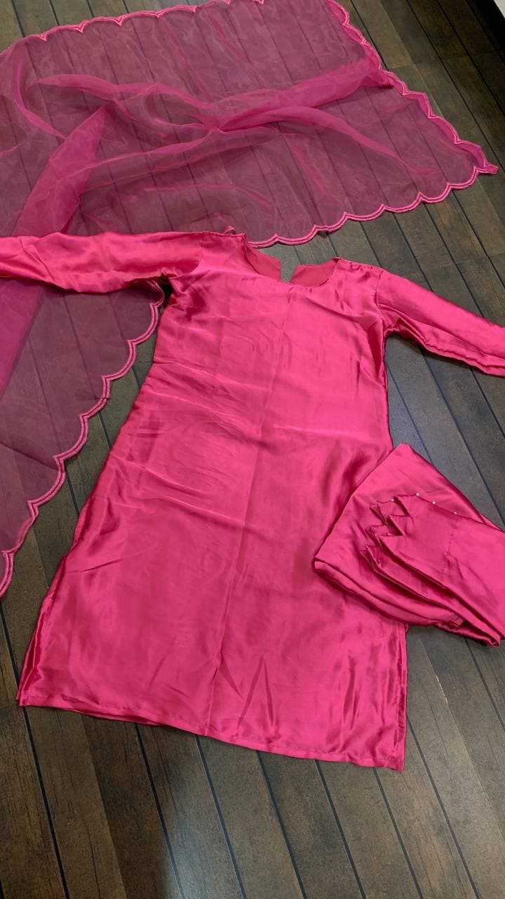 Rani Pink Salwar Suit In Japan Satin Silk