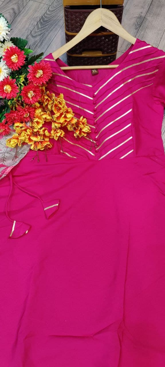 Rani Pink Salwar Suit In Poly Micro With Plain