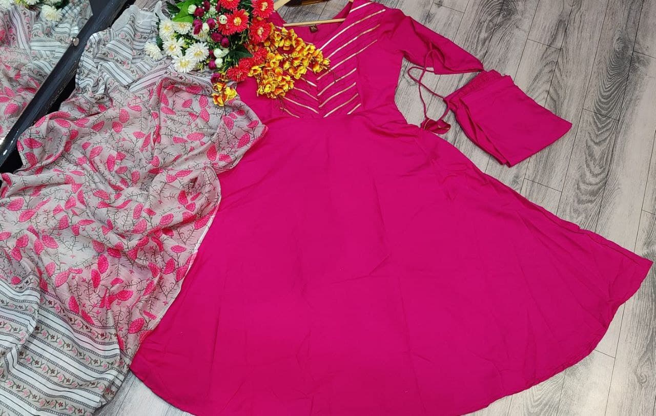 Rani Pink Salwar Suit In Poly Micro With Plain